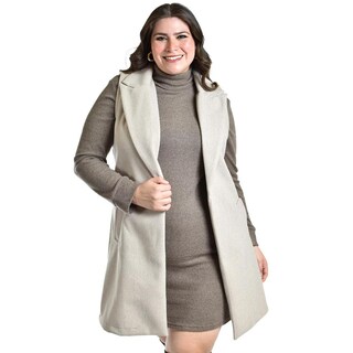 Foto 1 | Chaleco Con Solapa Roman Fashion /talla Extras, 2953 (beige) Beige