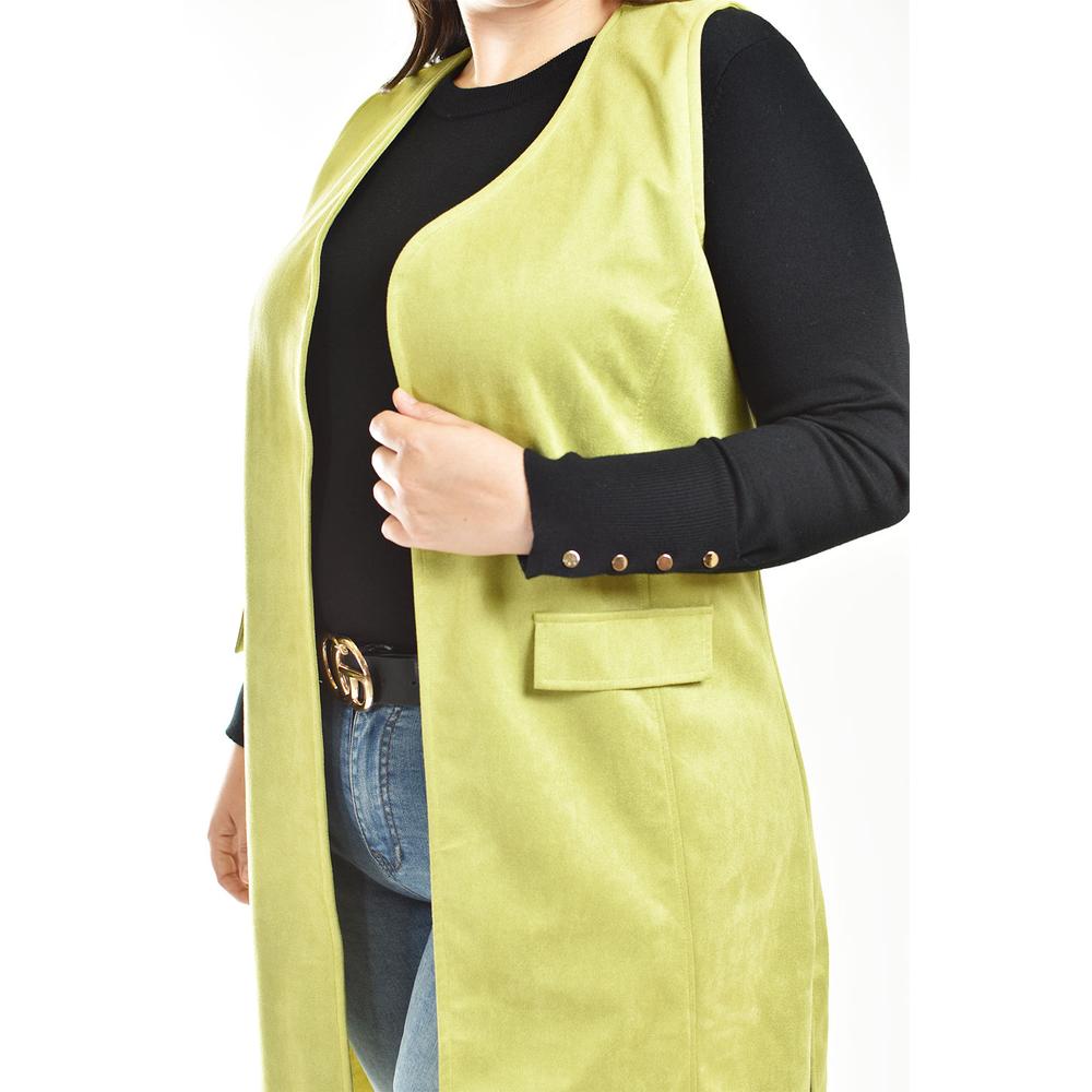 Foto 4 | Chaleco Largo Tipo Gamuza Roman Fashion /tallas Extras, 3905 (verde) Verde Claro