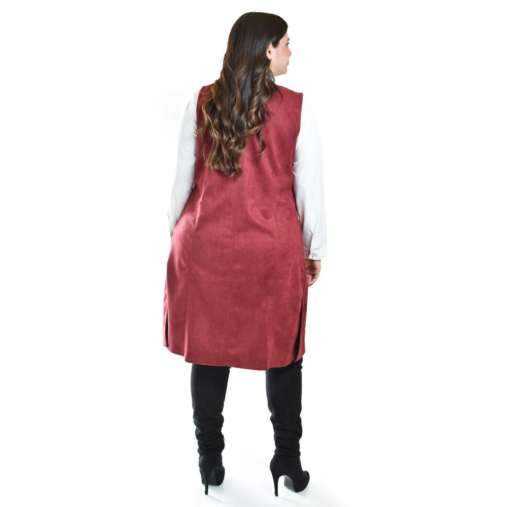 Foto 4 pulgar | Chaleco Largo Tipo Gamuza Roman Fashion /tallas Extras, 3905 (vino) Vino