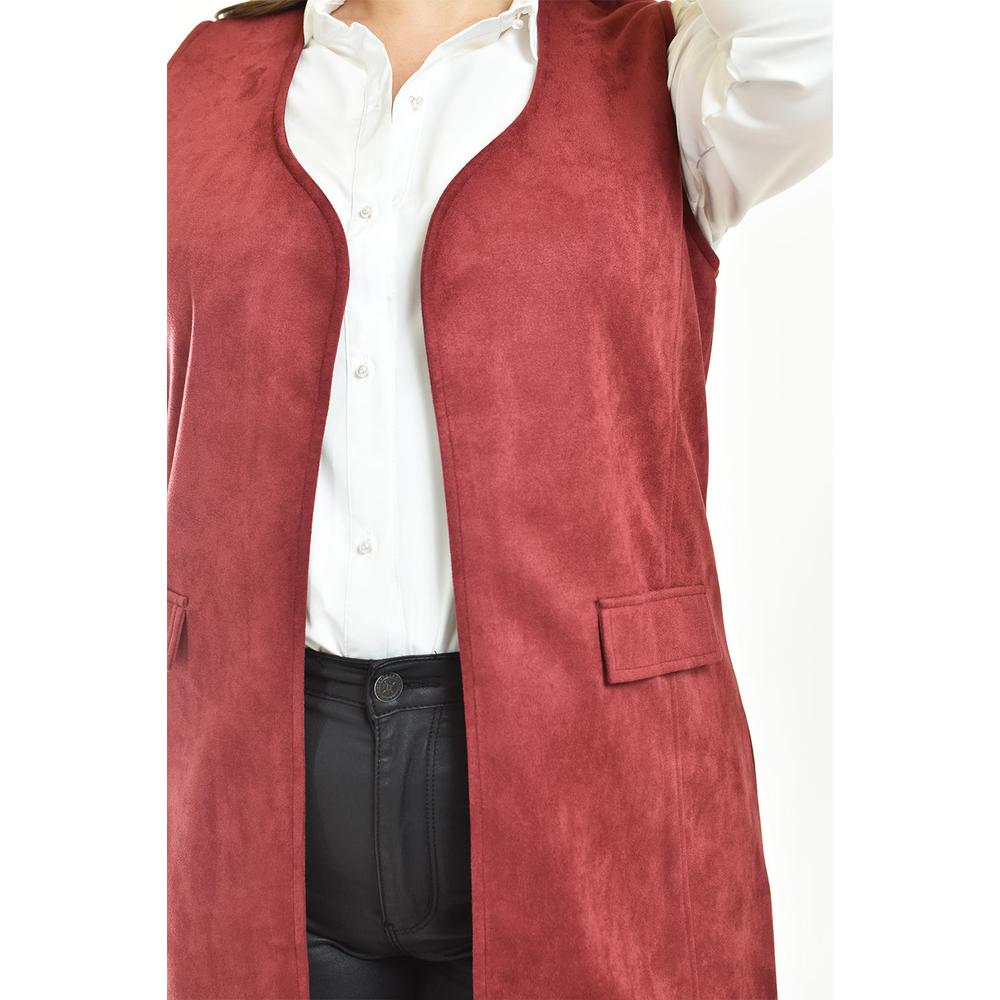 Foto 4 | Chaleco Largo Tipo Gamuza Roman Fashion /tallas Extras, 3905 (vino) Vino