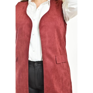 Foto 4 | Chaleco Largo Tipo Gamuza Roman Fashion /tallas Extras, 3905 (vino) Vino