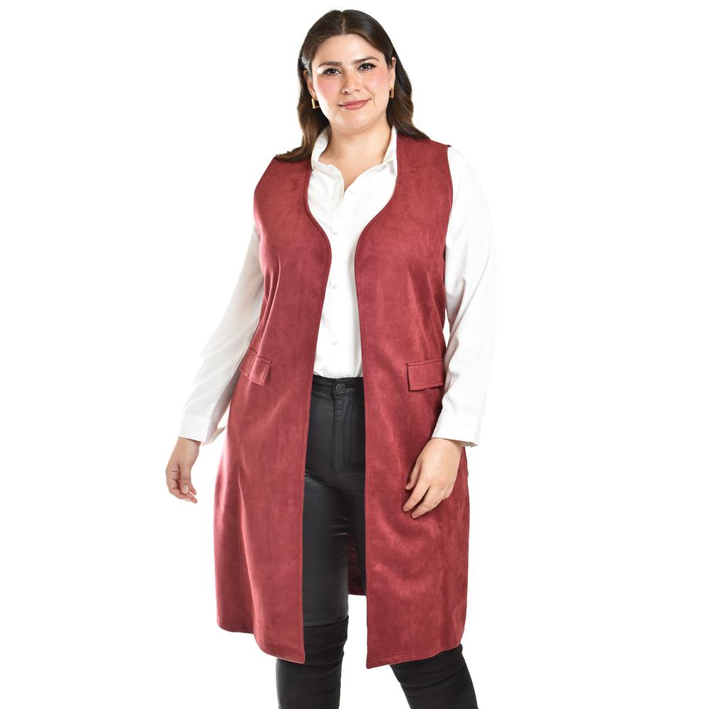 Foto 5 | Chaleco Largo Tipo Gamuza Roman Fashion /tallas Extras, 3905 (vino) Vino
