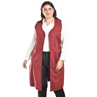 Foto 5 | Chaleco Largo Tipo Gamuza Roman Fashion /tallas Extras, 3905 (vino) Vino