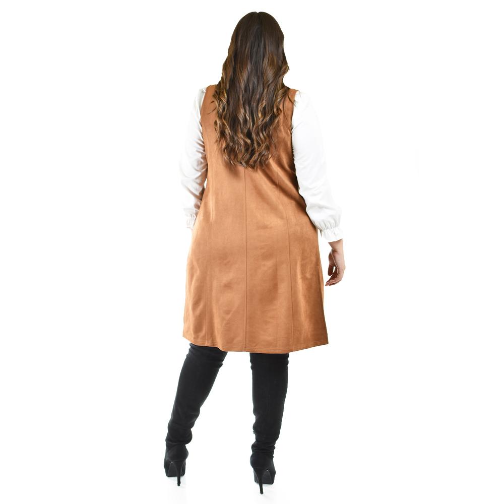 Foto 4 pulgar | Chaleco Largo Tipo Gamuza Roman Fashion /tallas Extras, 3905 (chedron) Naranja Oscuro