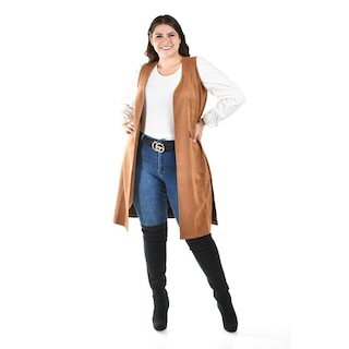 Foto 5 | Chaleco Largo Tipo Gamuza Roman Fashion /tallas Extras, 3905 (chedron) Naranja Oscuro