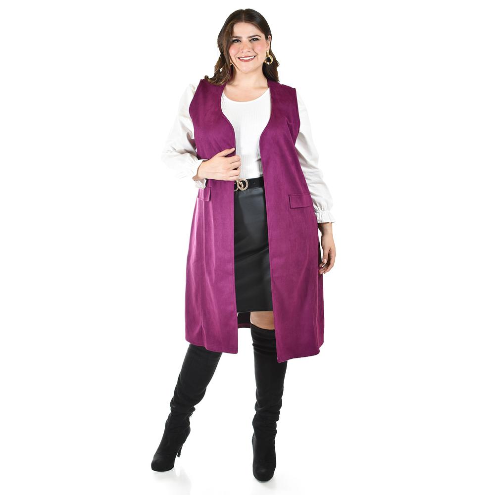 Foto 2 pulgar | Chaleco Largo Tipo Gamuza Roman Fashion /tallas Extras, 3905 (magenta) Fucsia Oscuro