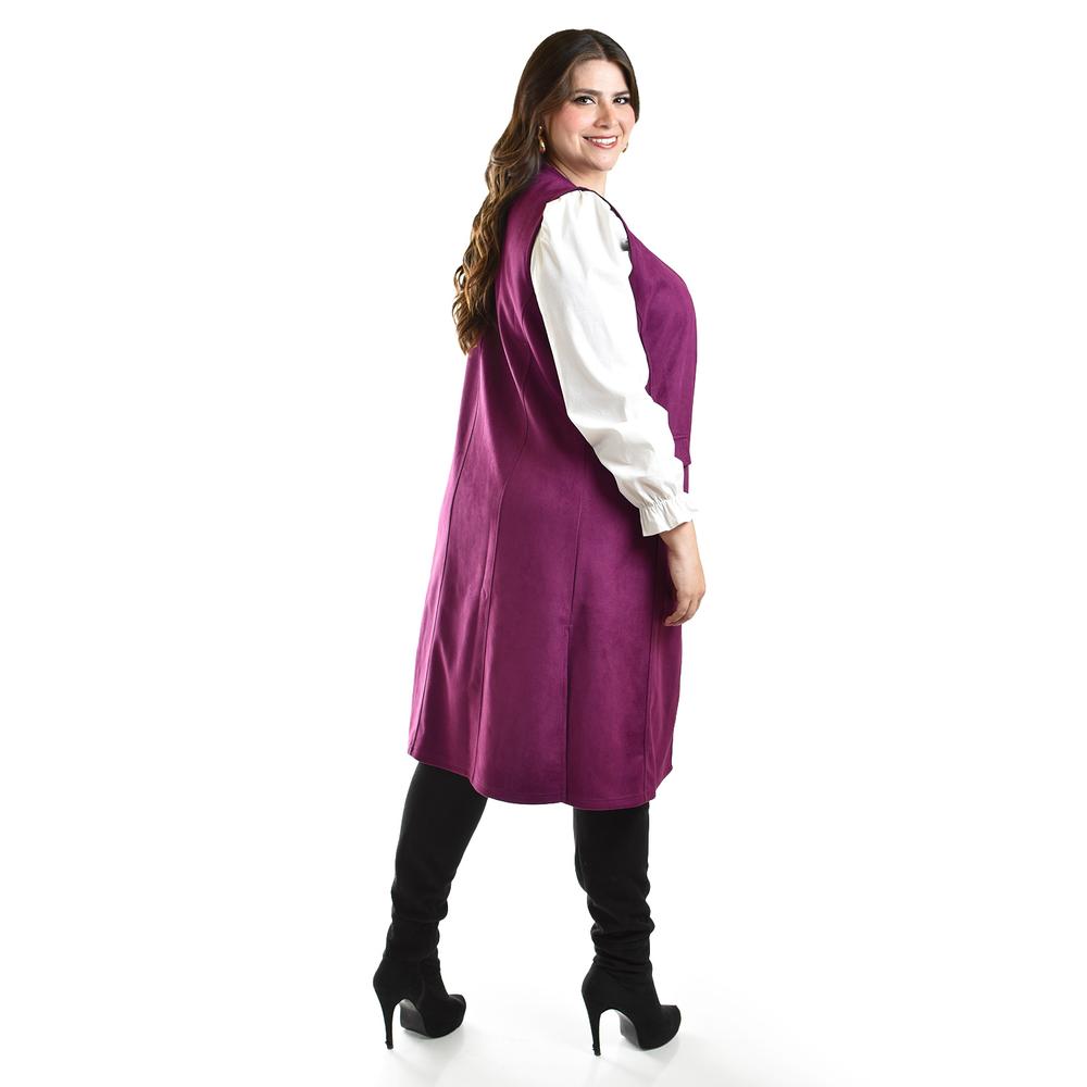 Foto 4 pulgar | Chaleco Largo Tipo Gamuza Roman Fashion /tallas Extras, 3905 (magenta) Fucsia Oscuro