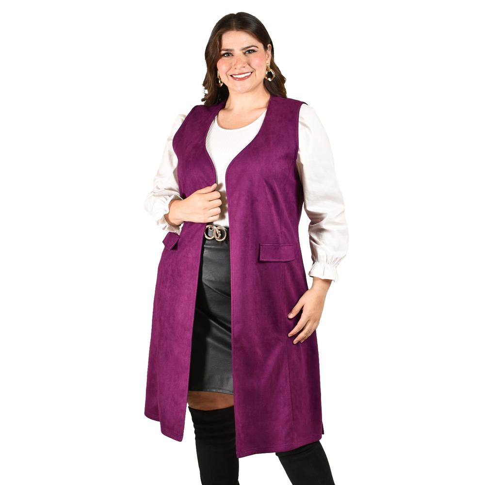 Foto 4 | Chaleco Largo Tipo Gamuza Roman Fashion /tallas Extras, 3905 (magenta) Fucsia Oscuro