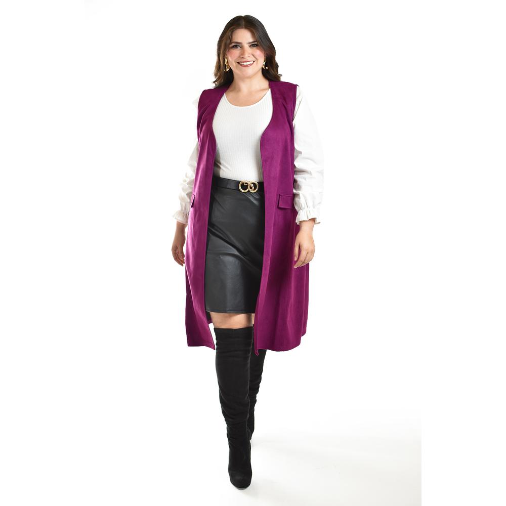 Foto 6 pulgar | Chaleco Largo Tipo Gamuza Roman Fashion /tallas Extras, 3905 (magenta) Fucsia Oscuro