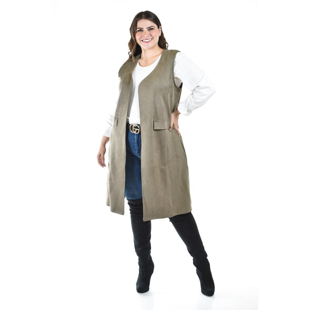 Foto 1 | Chaleco Largo Tipo Gamuza Roman Fashion /tallas Extras, 3905 (cafe) Cafe
