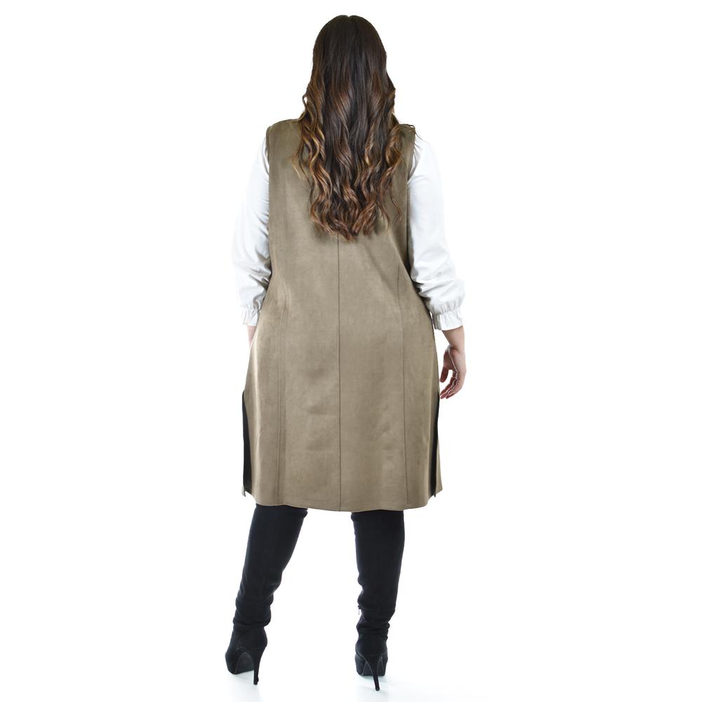 Foto 4 pulgar | Chaleco Largo Tipo Gamuza Roman Fashion /tallas Extras, 3905 (cafe) Cafe