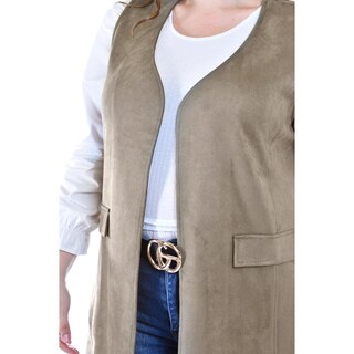 Foto 4 | Chaleco Largo Tipo Gamuza Roman Fashion /tallas Extras, 3905 (cafe) Cafe