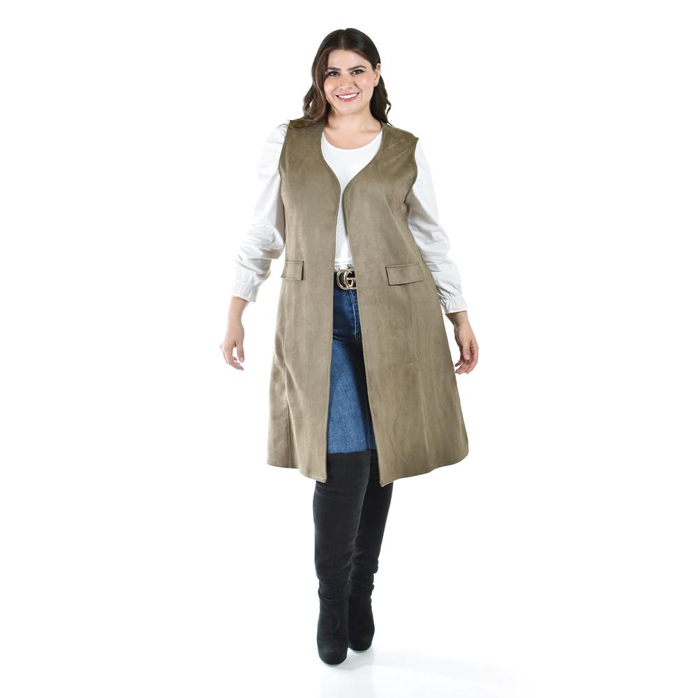 Foto 5 | Chaleco Largo Tipo Gamuza Roman Fashion /tallas Extras, 3905 (cafe) Cafe