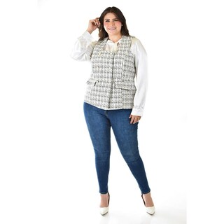 Foto 6 | Chaleco Tweed Roman Fashion /tallas Extras, 2435 (negro) Negro