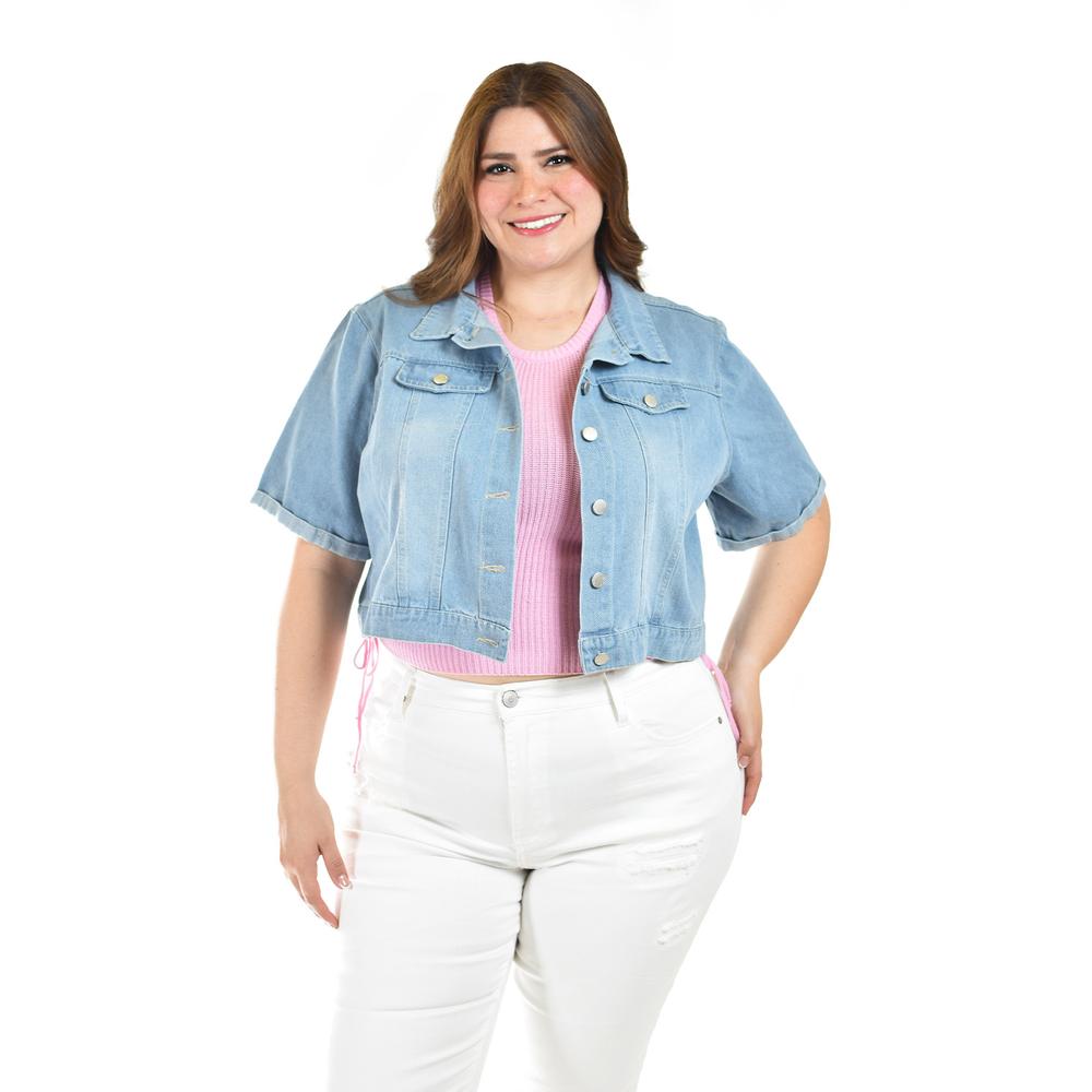Foto 1 | Chaqueta De Mezclilla Corta Roman Fashion /tallas Extras, 3951 (mezclilla Light) Azul Cielo