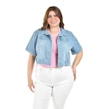 Chaqueta De Mezclilla Corta Roman Fashion /tallas Extras, 3951 (mezclilla Light) Azul Cielo