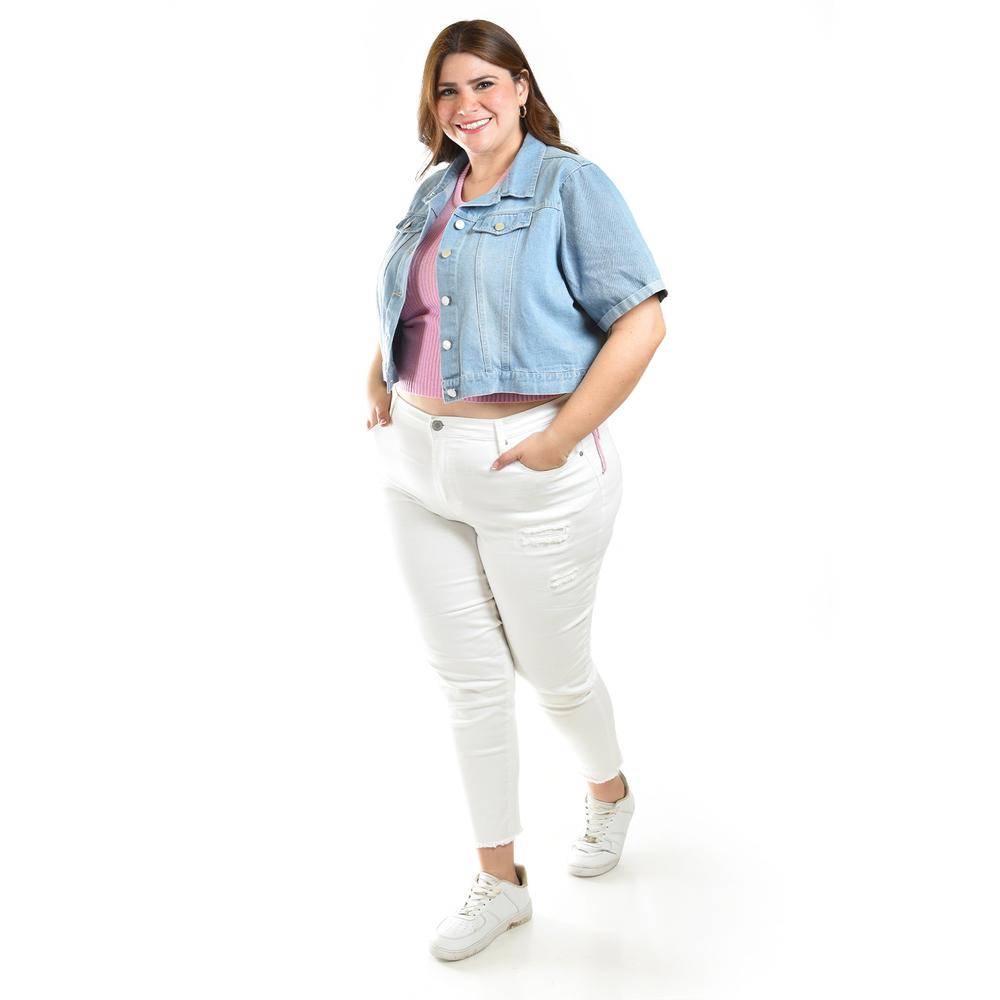 Foto 2 | Chaqueta De Mezclilla Corta Roman Fashion /tallas Extras, 3951 (mezclilla Light) Azul Cielo