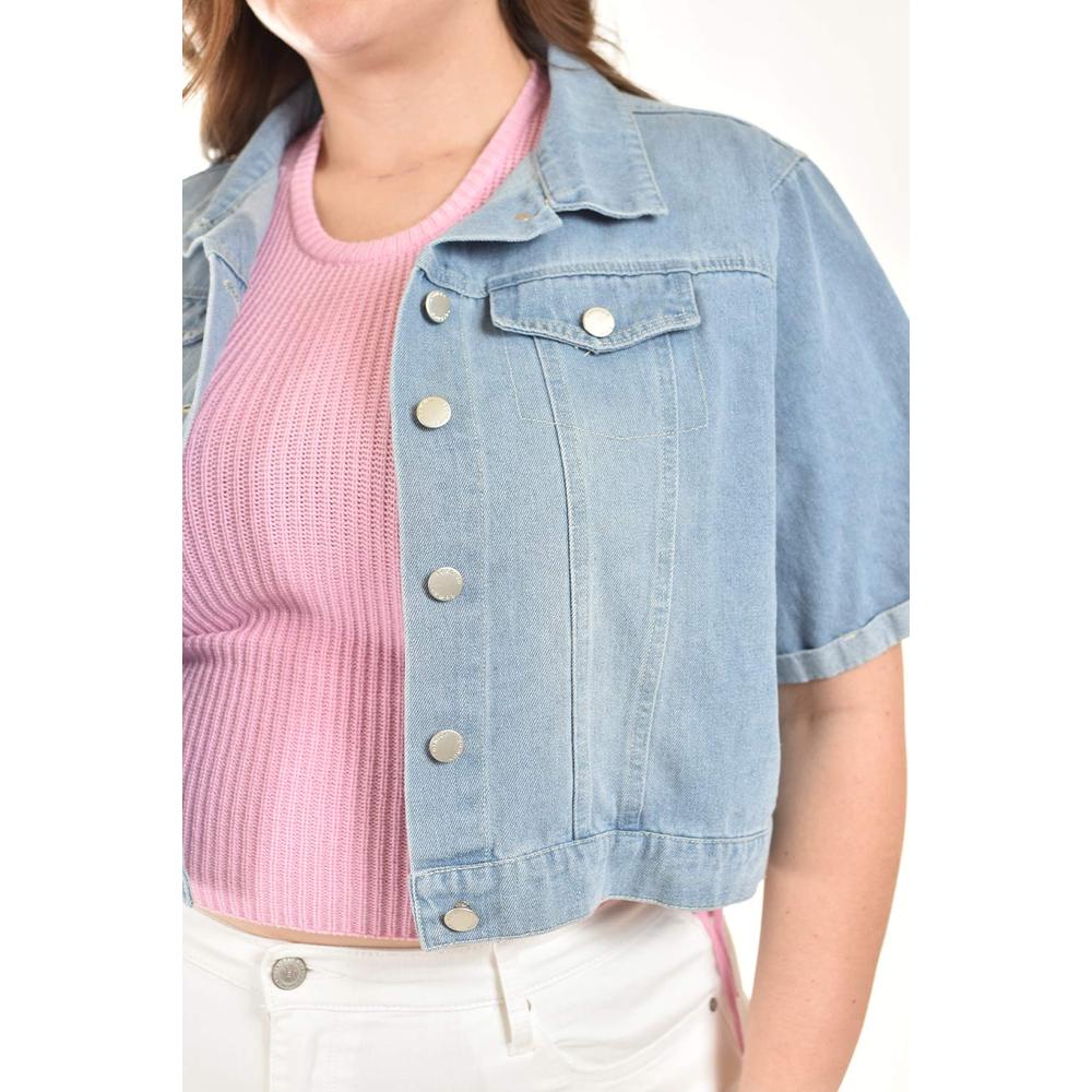 Foto 5 pulgar | Chaqueta De Mezclilla Corta Roman Fashion /tallas Extras, 3951 (mezclilla Light) Azul Cielo