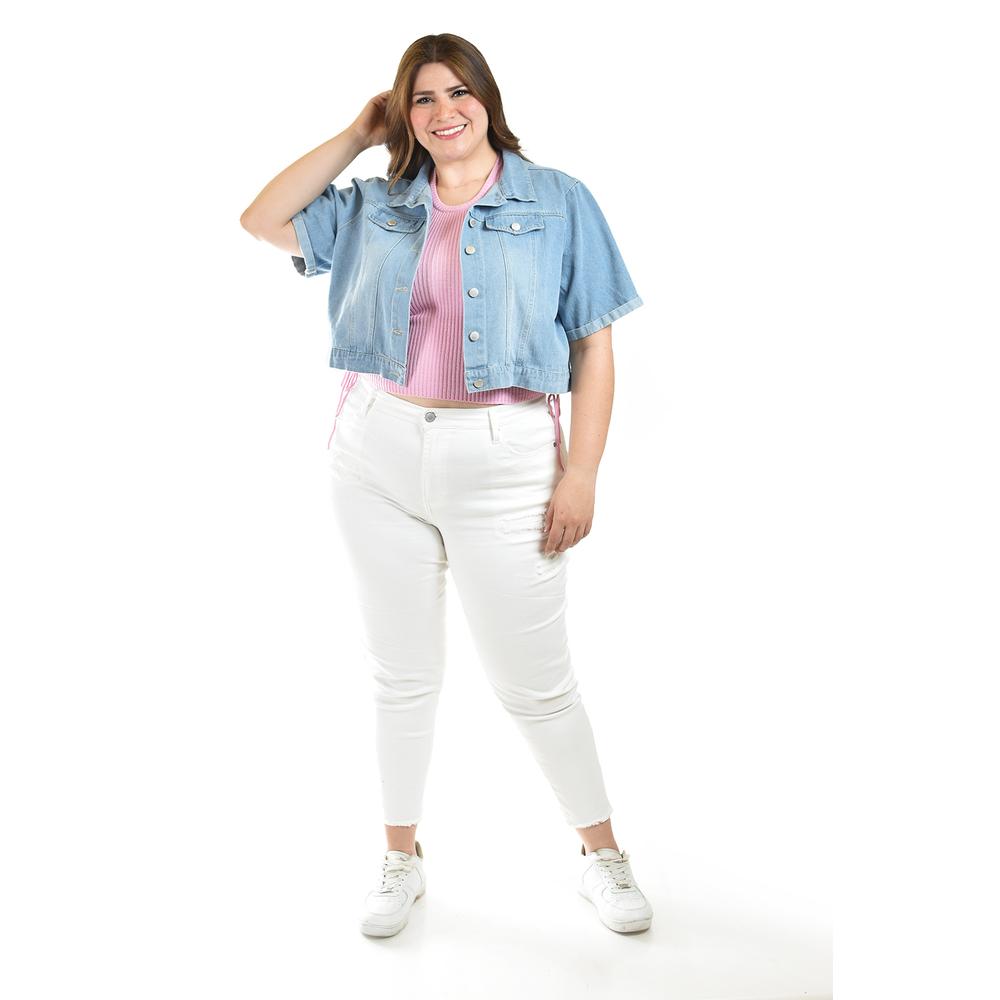 Foto 5 | Chaqueta De Mezclilla Corta Roman Fashion /tallas Extras, 3951 (mezclilla Light) Azul Cielo