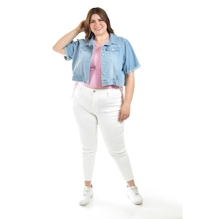 Foto 5 | Chaqueta De Mezclilla Corta Roman Fashion /tallas Extras, 3951 (mezclilla Light) Azul Cielo