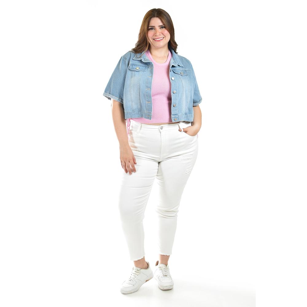 Foto 6 | Chaqueta De Mezclilla Corta Roman Fashion /tallas Extras, 3951 (mezclilla Light) Azul Cielo