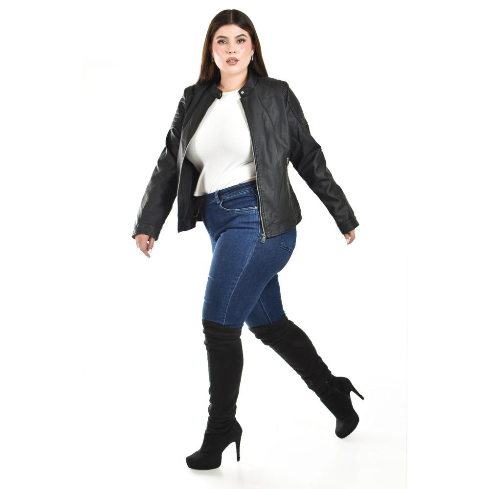 Foto 3 | Chamarra Biker Roman Fashion Negro