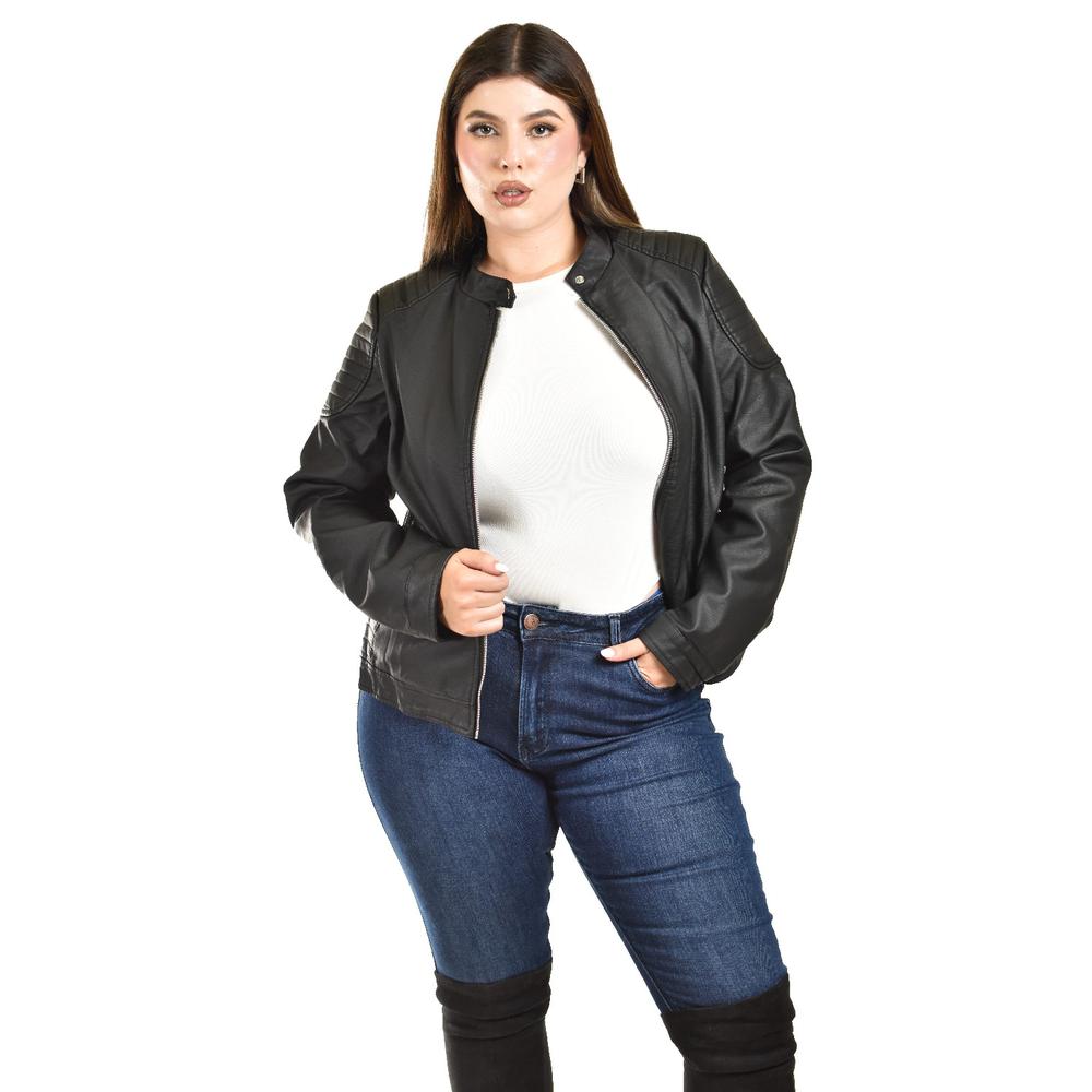 Foto 7 pulgar | Chamarra Biker Roman Fashion Negro