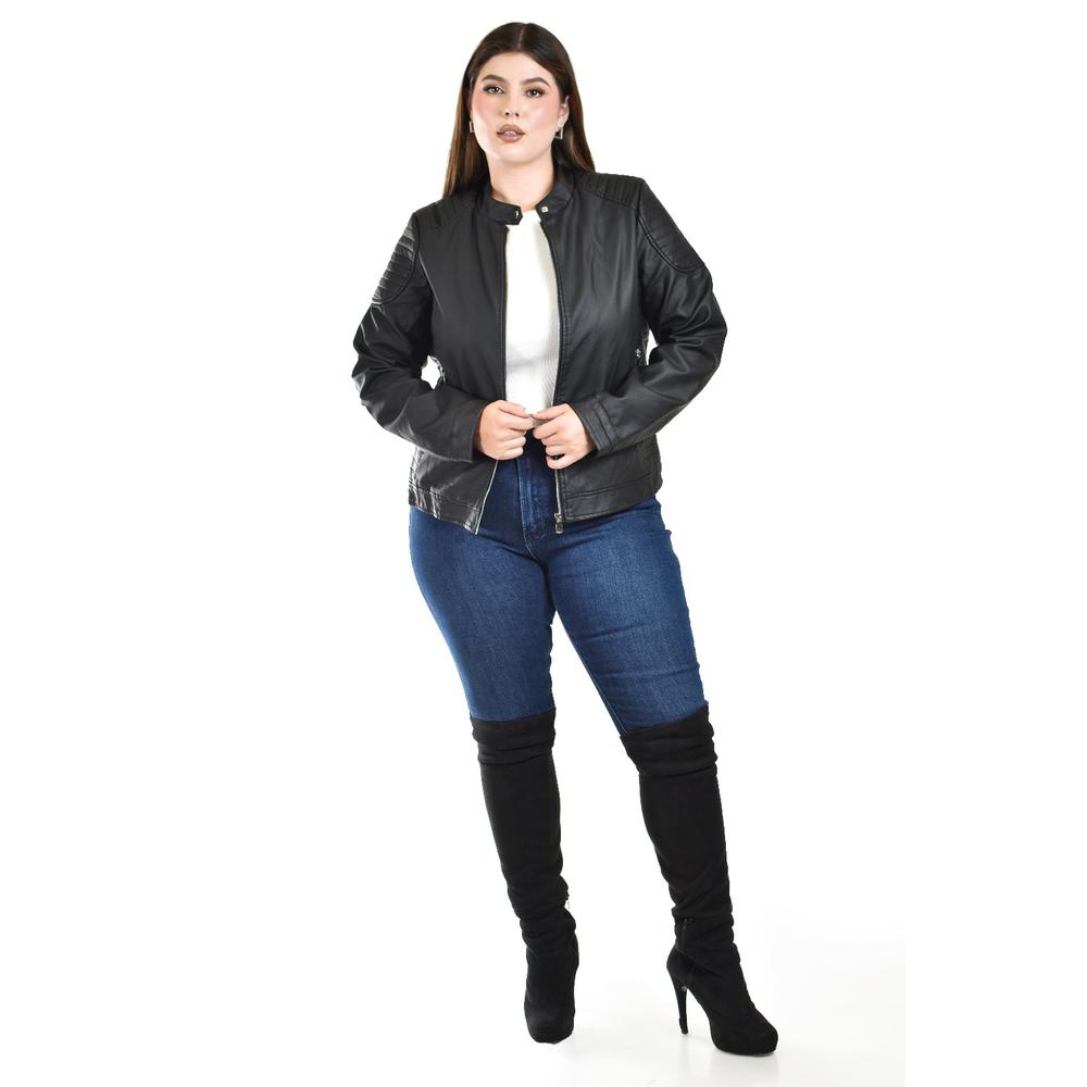 Foto 8 pulgar | Chamarra Biker Roman Fashion Negro