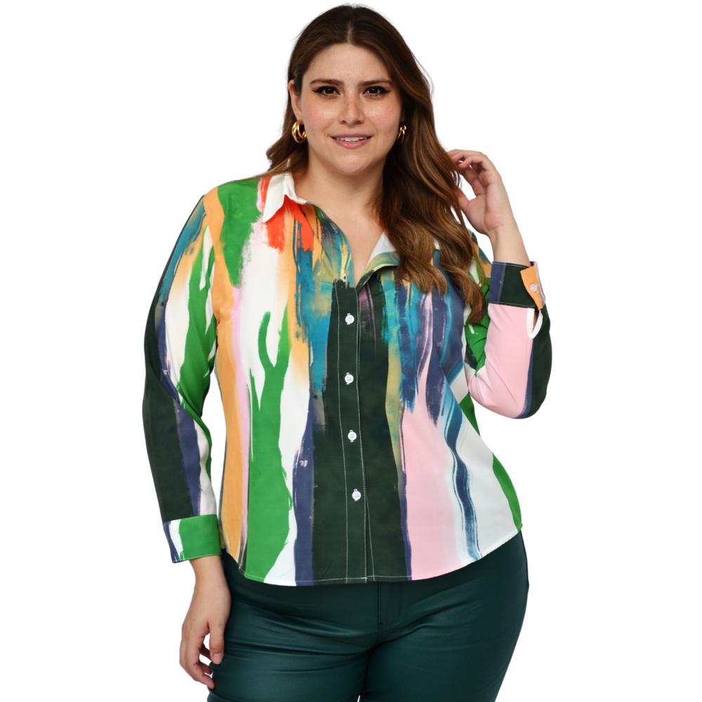 Foto 2 pulgar | Camisa Roman Fashion S-MZ-2027-BLANCO-ALL Multicolor Tallas Extras