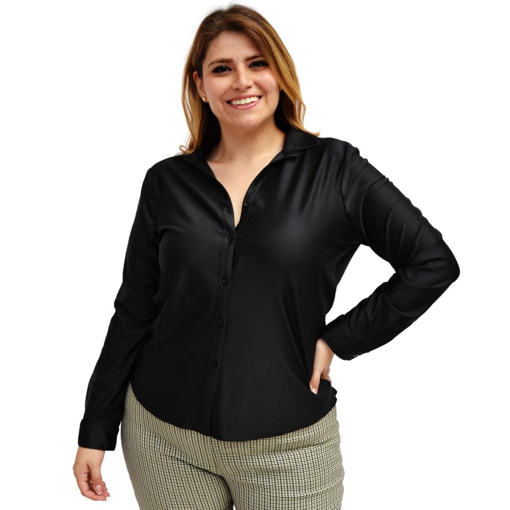 Foto 2 pulgar | Camisera Satinada Roman Fashion Tallas Extras 2620 color negro