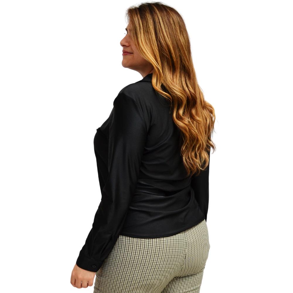 Foto 4 pulgar | Camisera Satinada Roman Fashion Tallas Extras 2620 color negro