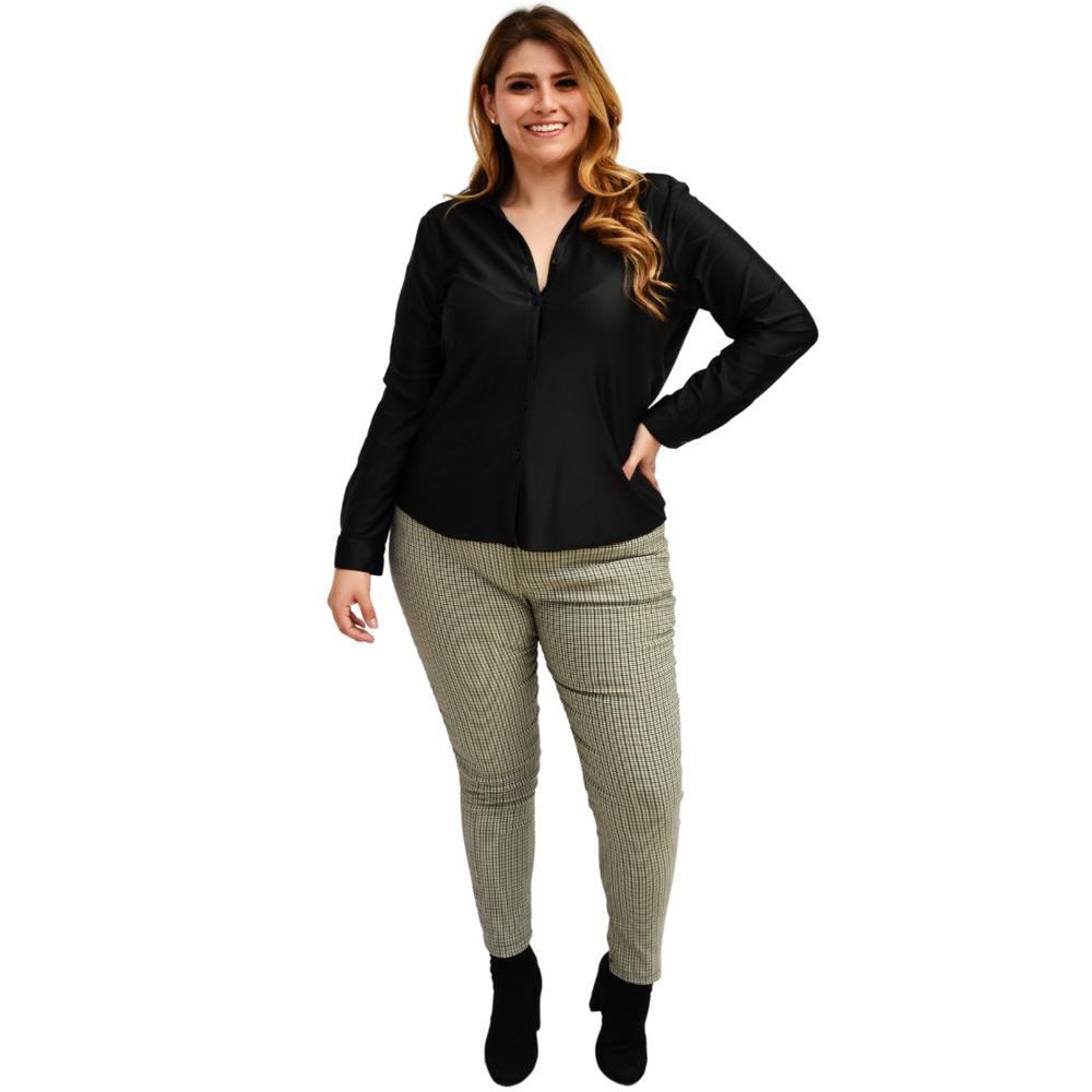 Foto 5 pulgar | Camisera Satinada Roman Fashion Tallas Extras 2620 color negro