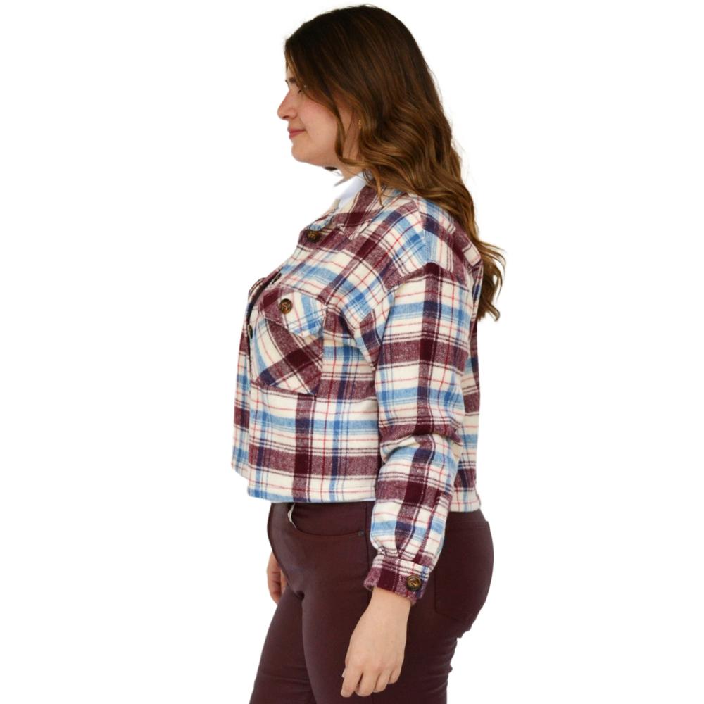 Foto 3 pulgar | Sobrecamisa De Lana Roman Fashion-tallas Extras 2071 color Vino