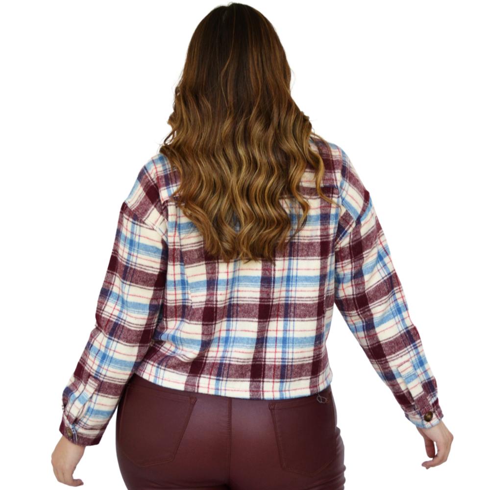 Foto 4 pulgar | Sobrecamisa De Lana Roman Fashion-tallas Extras 2071 color Vino