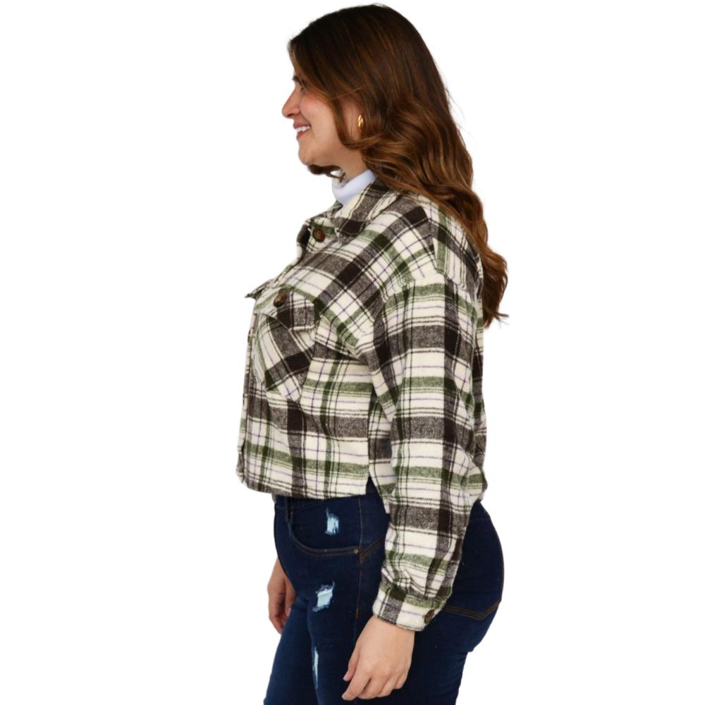 Foto 3 pulgar | Sobrecamisa De Lana Roman Fashion-tallas Extras 2071 color Verde