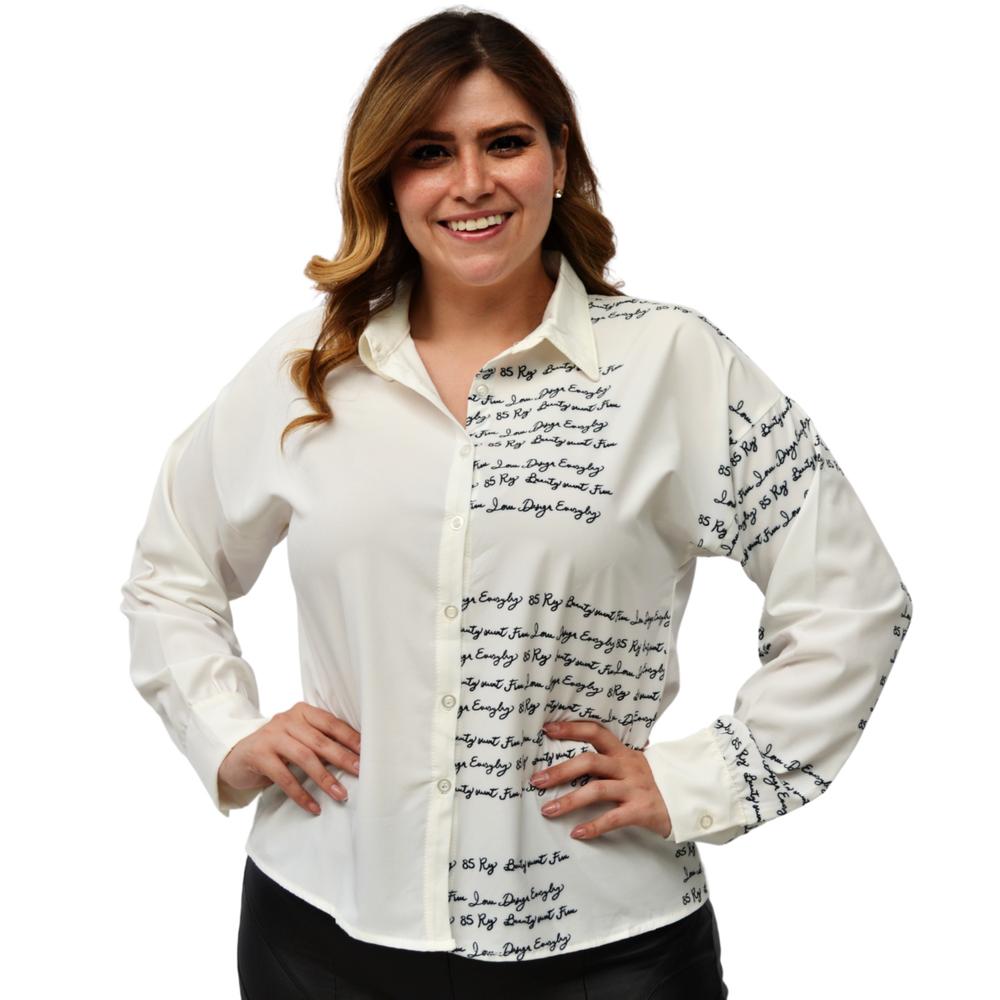Foto 2 pulgar | Camisa Letters Roman Fashion Tallas Extras 741 color Blanco