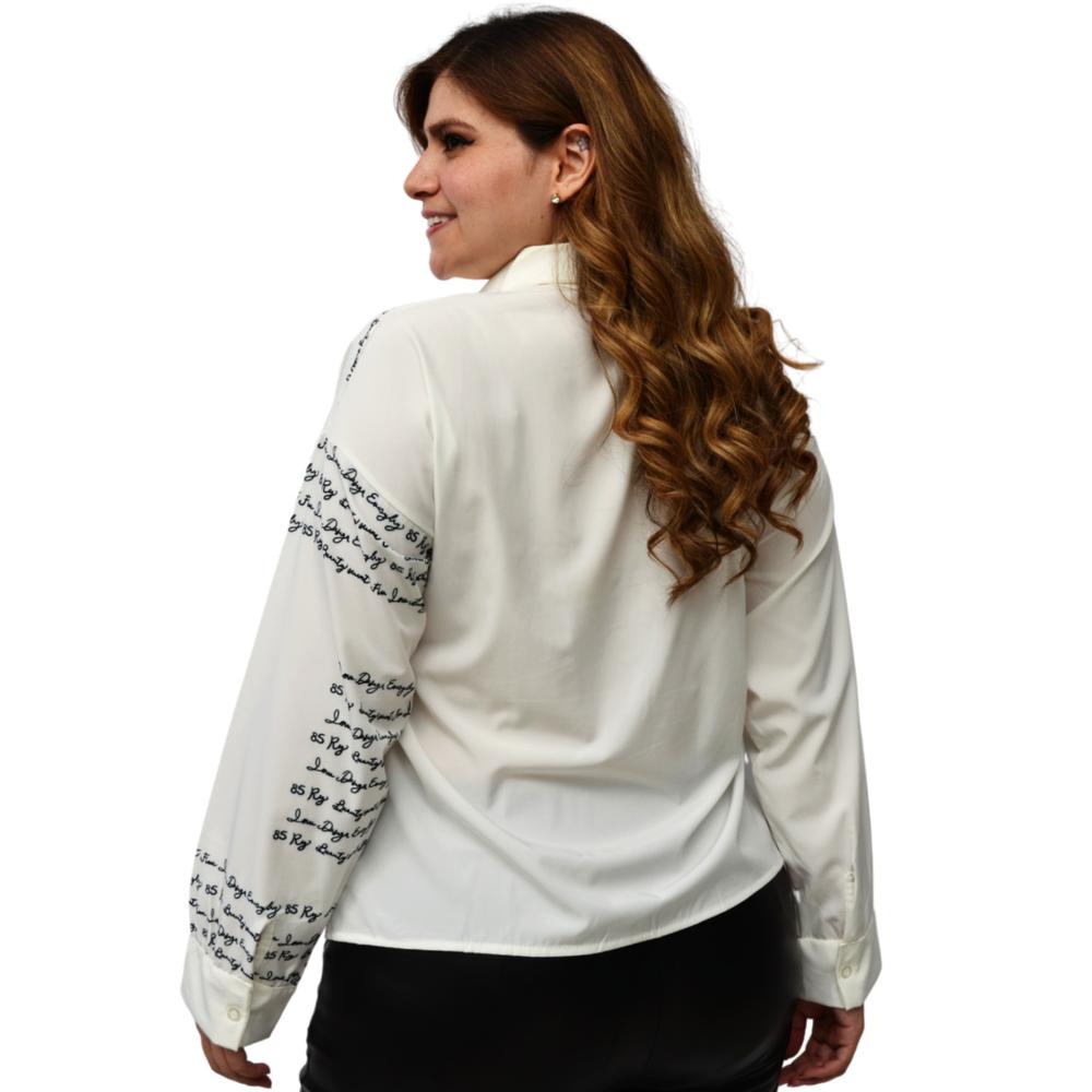 Foto 4 pulgar | Camisa Letters Roman Fashion Tallas Extras 741 color Blanco
