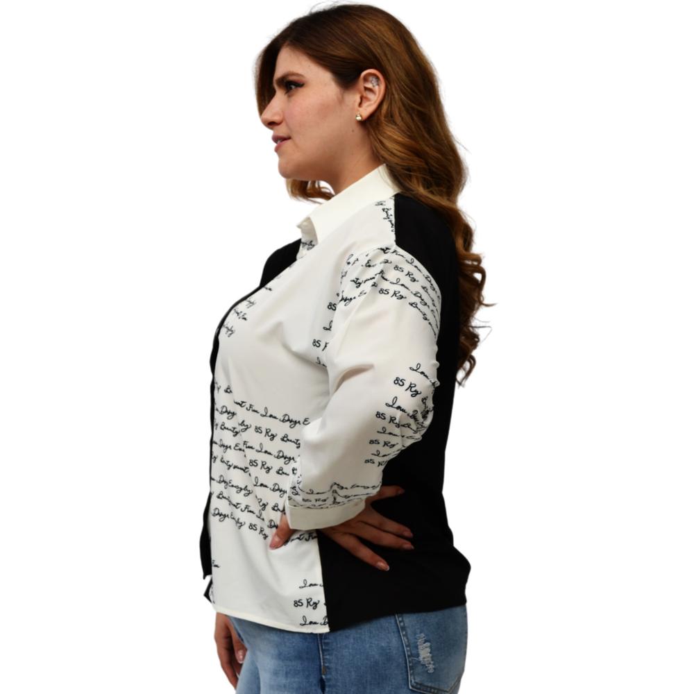 Foto 3 pulgar | Camisa Letters Roman Fashion Tallas Extras 741 color Negro/Blanco