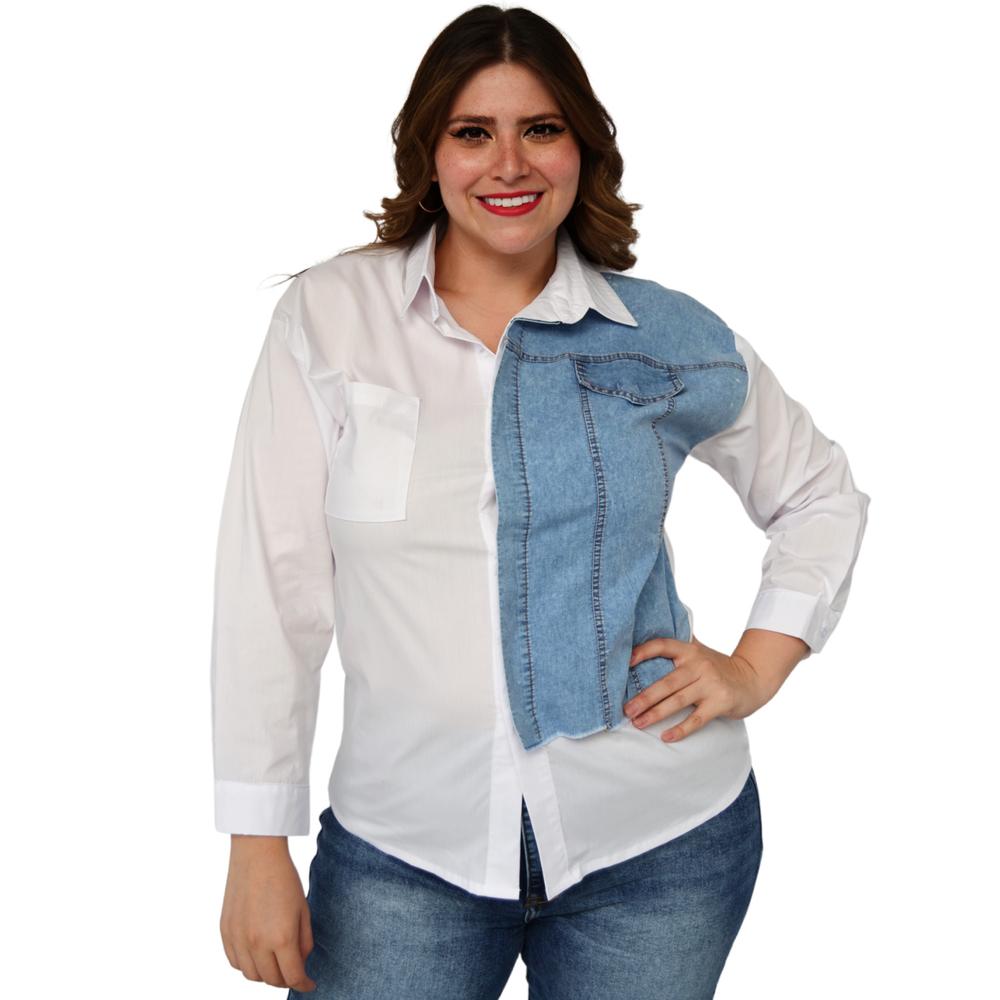 Camisa para Dama Roman Fashion Talla Extra 3700 color Blanco