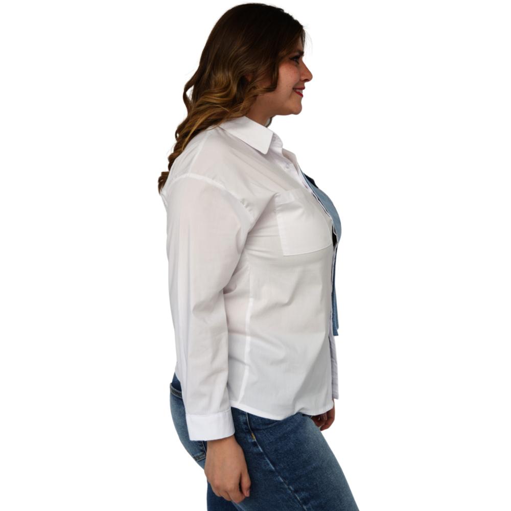 Foto 3 pulgar | Camisa para Dama Roman Fashion Talla Extra 3700 color Blanco