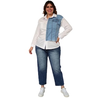 Foto 5 | Camisa para Dama Roman Fashion Talla Extra 3700 color Blanco