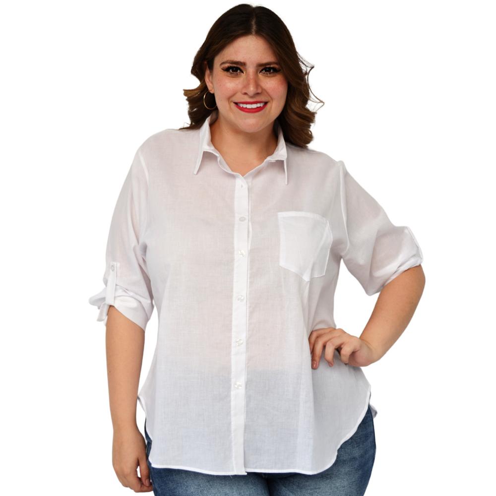 Foto 2 pulgar | Camisa Oversize Roman Fashion 0707 color Blanco Tallas Extra
