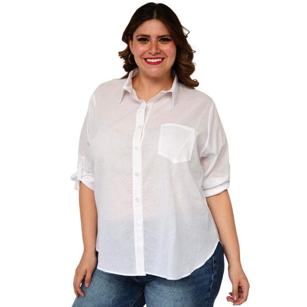 Foto 2 | Camisa Oversize Roman Fashion 0707 color Blanco Tallas Extra