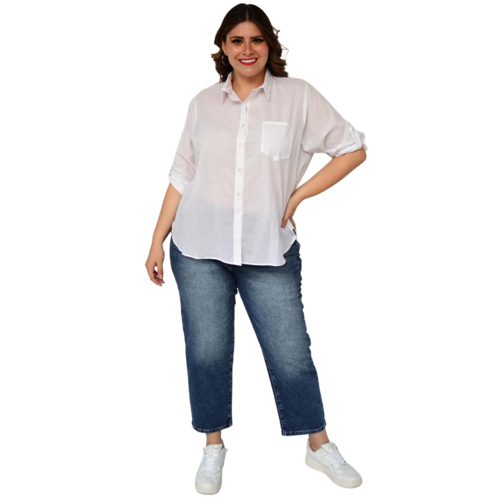 Foto 6 pulgar | Camisa Oversize Roman Fashion 0707 color Blanco Tallas Extra