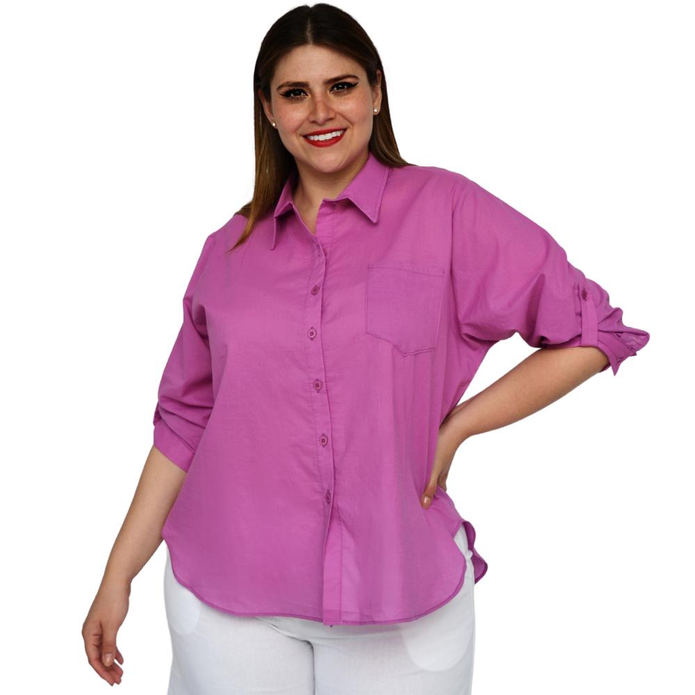 Foto 2 pulgar | Camisa Oversize Roman Fashion 0707 color Púrpura