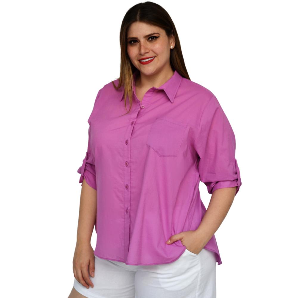 Foto 3 pulgar | Camisa Oversize Roman Fashion 0707 color Púrpura