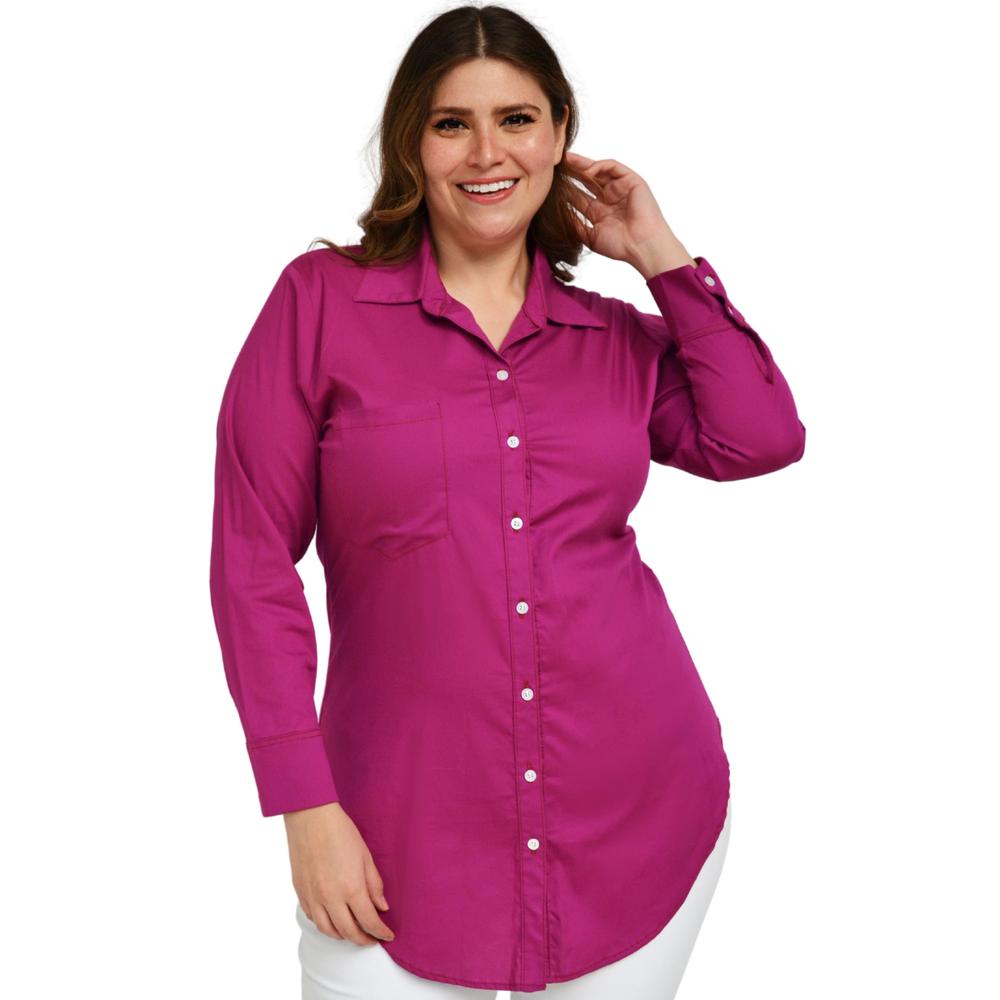 Foto 2 pulgar | Camisa Entallada Roman Fashion/tallas Extras 9512 color Rosa