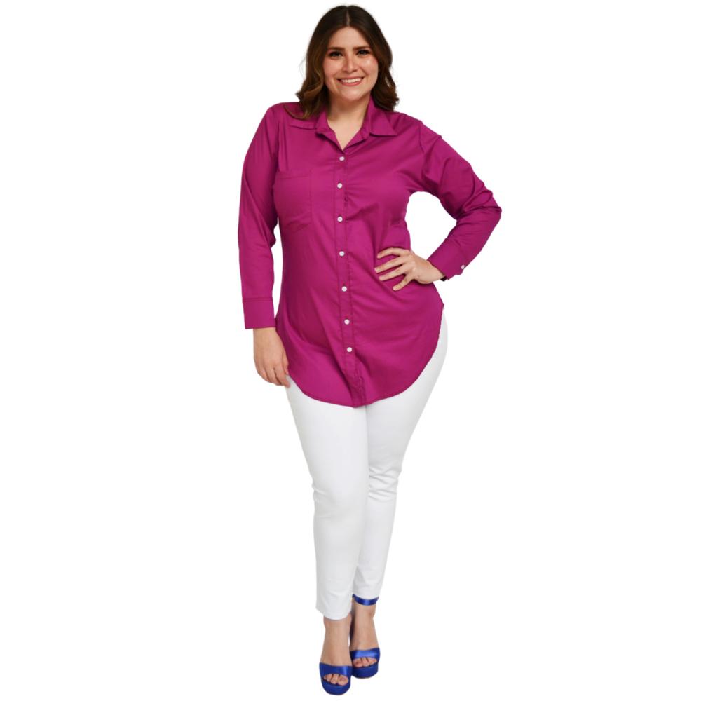 Foto 6 pulgar | Camisa Entallada Roman Fashion/tallas Extras 9512 color Rosa