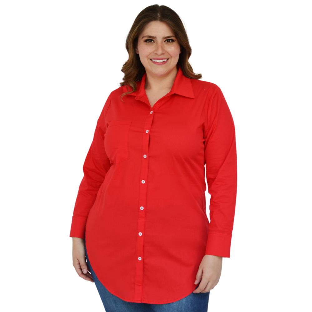 Foto 2 pulgar | Camisa Entallada Roman Fashion Tallas Extras 9512 color Rojo