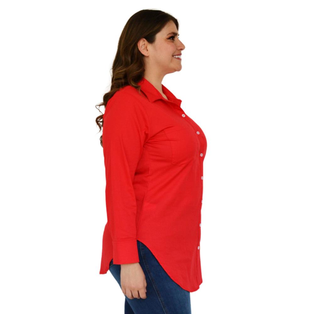 Foto 3 pulgar | Camisa Entallada Roman Fashion Tallas Extras 9512 color Rojo